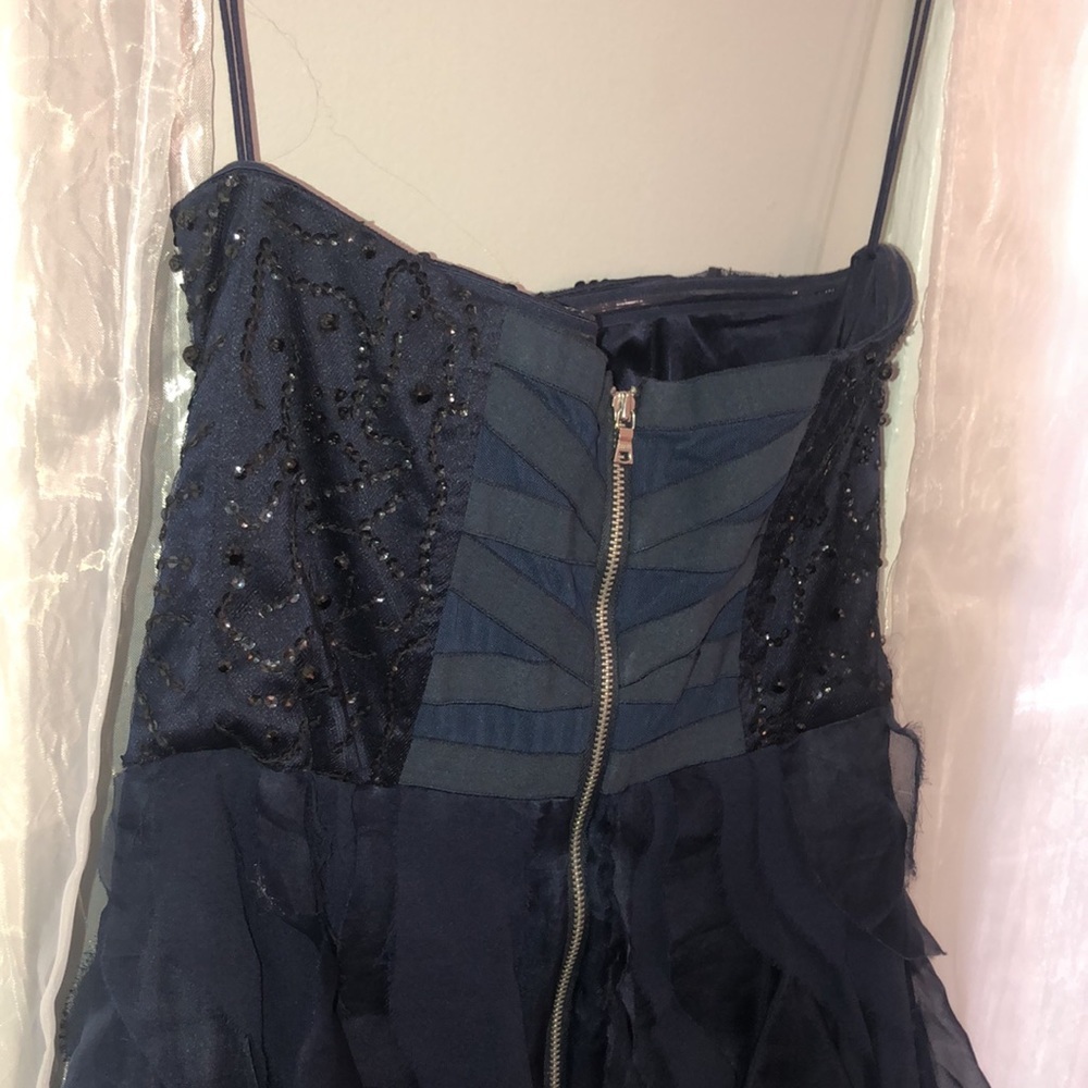 Alice + Olivia Silk Beaded Corset Ruffle Skirt Strapless Mini Fit Flare Dress 6 - Picture 8 of 13